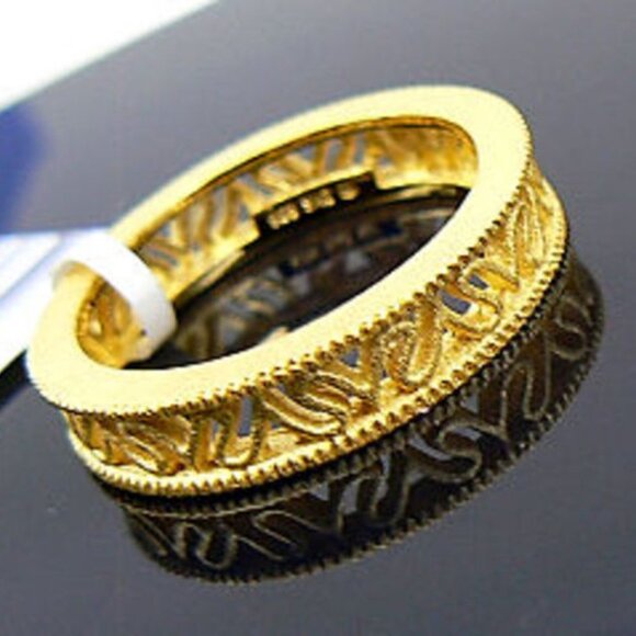 VERA WANG Signature 18K Gold over Silver Band RING - Picture 2 of 6